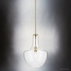 Urban Ambiance - Pendant - UKC20127 Casual Indoor Pendant, 19.75''H x 14''W x 14''Dep, Natural Brass Finish, Opalyn Collection - 