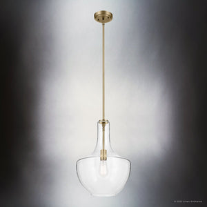 Urban Ambiance - Pendant - UKC20127 Casual Indoor Pendant, 19.75''H x 14''W x 14''Dep, Natural Brass Finish, Opalyn Collection - 