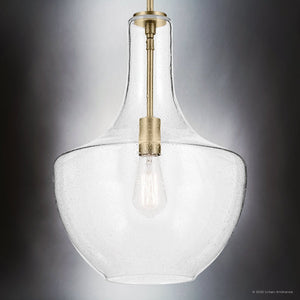 Urban Ambiance - Pendant - UKC20127 Casual Indoor Pendant, 19.75''H x 14''W x 14''Dep, Natural Brass Finish, Opalyn Collection - 