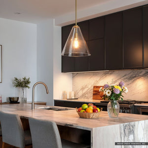 Urban Ambiance - Pendant Light - UKC20128 Casual Indoor Pendant, 15.5''H x 14.25''W x 14.25''Dep, Natural Brass Finish, Opalyn Collection - 