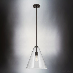 Urban Ambiance - Pendant - UKC20129 Casual Indoor Pendant, 15.5''H x 14.25''W x 14.25''Dep, Olde Bronze Finish, Opalyn Collection - 
