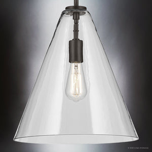 Urban Ambiance - Pendant - UKC20129 Casual Indoor Pendant, 15.5''H x 14.25''W x 14.25''Dep, Olde Bronze Finish, Opalyn Collection - 