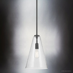 Urban Ambiance - Pendant - UKC20130 Casual Indoor Pendant, 15.25''H x 10.25''W x 10.25''Dep, Black Finish, Opalyn Collection - 