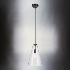 Urban Ambiance - Pendant - UKC20130 Casual Indoor Pendant, 15.25''H x 10.25''W x 10.25''Dep, Black Finish, Opalyn Collection - 