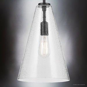 Urban Ambiance - Pendant - UKC20130 Casual Indoor Pendant, 15.25''H x 10.25''W x 10.25''Dep, Black Finish, Opalyn Collection - 