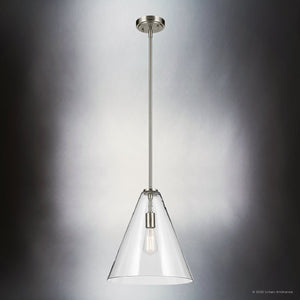 Urban Ambiance - Pendant - UKC20132 Casual Indoor Pendant, 15.5''H x 14.25''W x 14.25''Dep, Brushed Nickel Finish, Opalyn Collection - 