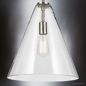 Urban Ambiance - Pendant - UKC20132 Casual Indoor Pendant, 15.5''H x 14.25''W x 14.25''Dep, Brushed Nickel Finish, Opalyn Collection - 
