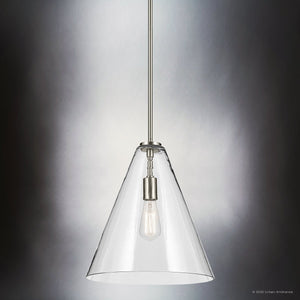Urban Ambiance - Pendant - UKC20132 Casual Indoor Pendant, 15.5''H x 14.25''W x 14.25''Dep, Brushed Nickel Finish, Opalyn Collection - 