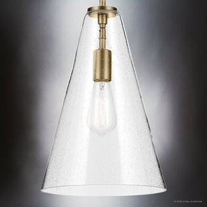 Urban Ambiance - Pendant - UKC20133 Casual Indoor Pendant, 15.25''H x 10.25''W x 10.25''Dep, Natural Brass Finish, Opalyn Collection - 