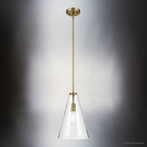 Urban Ambiance - Pendant - UKC20133 Casual Indoor Pendant, 15.25''H x 10.25''W x 10.25''Dep, Natural Brass Finish, Opalyn Collection - 