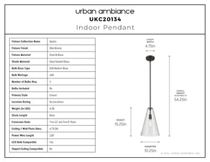 Urban Ambiance - Pendant - UKC20134 Casual Indoor Pendant, 15.25''H x 10.25''W x 10.25''Dep, Olde Bronze Finish, Opalyn Collection - 