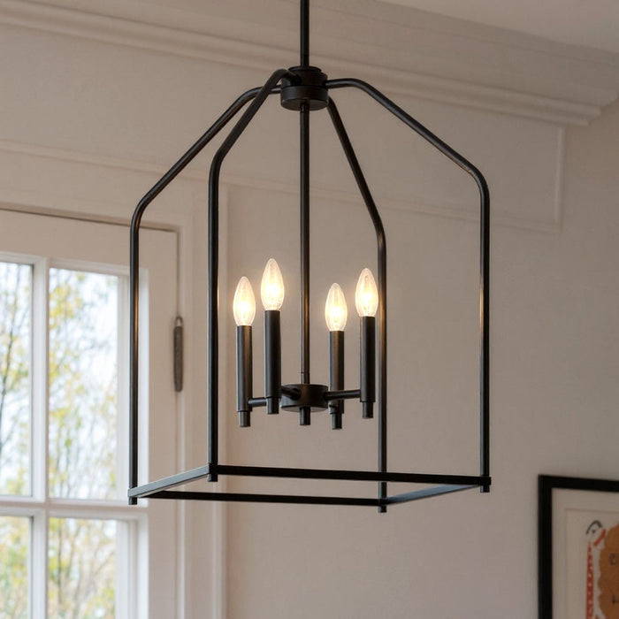 UKC20140 Transitional Indoor Chandelier, 25.25''H x 16''W x 16''Dep, Black Finish, Lusarre Collection