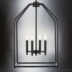 Urban Ambiance - Chandelier - UKC20140 Transitional Indoor Chandelier, 25.25''H x 16''W x 16''Dep, Black Finish, Lusarre Collection - 
