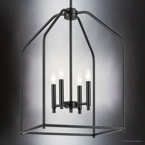 Urban Ambiance - Chandelier - UKC20140 Transitional Indoor Chandelier, 25.25''H x 16''W x 16''Dep, Black Finish, Lusarre Collection - 