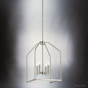 Urban Ambiance - Chandelier - UKC20141 Transitional Indoor Chandelier, 25.25''H x 16''W x 16''Dep, Brushed Nickel Finish, Lusarre Collection - 