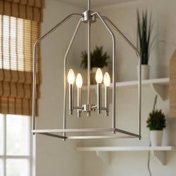 Urban Ambiance - Chandelier - UKC20141 Transitional Indoor Chandelier, 25.25''H x 16''W x 16''Dep, Brushed Nickel Finish, Lusarre Collection -