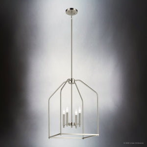 Urban Ambiance - Chandelier - UKC20141 Transitional Indoor Chandelier, 25.25''H x 16''W x 16''Dep, Brushed Nickel Finish, Lusarre Collection - 