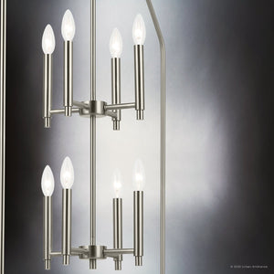 Urban Ambiance - Chandelier - UKC20147 Transitional Indoor Chandelier, 43''H x 24.25''W x 24.25''Dep, Brushed Nickel Finish, Lusarre Collection - 