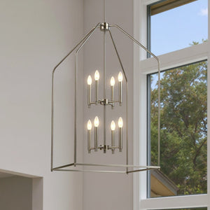 Urban Ambiance - Chandelier - UKC20147 Transitional Indoor Chandelier, 43''H x 24.25''W x 24.25''Dep, Brushed Nickel Finish, Lusarre Collection - 