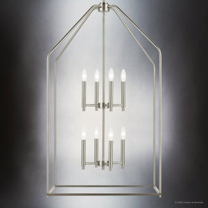 Urban Ambiance - Chandelier - UKC20147 Transitional Indoor Chandelier, 43''H x 24.25''W x 24.25''Dep, Brushed Nickel Finish, Lusarre Collection - 