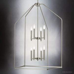 Urban Ambiance - Chandelier - UKC20147 Transitional Indoor Chandelier, 43''H x 24.25''W x 24.25''Dep, Brushed Nickel Finish, Lusarre Collection - 