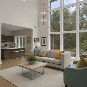 Urban Ambiance - Chandelier - UKC20147 Transitional Indoor Chandelier, 43''H x 24.25''W x 24.25''Dep, Brushed Nickel Finish, Lusarre Collection - 
