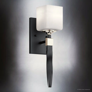 Urban Ambiance - Bath Light - UKC20150 Cosmopolitan Indoor Bath Light, 16.25''H x 5''W x 5.75''Dep, Black Finish, Elyndor Collection - 
