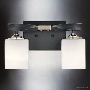Urban Ambiance - Bath Light - UKC20152 Cosmopolitan Indoor Bath Light, 7.75''H x 13.5''W x 6''Dep, Black Finish, Elyndor Collection - 
