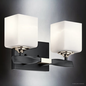 Urban Ambiance - Bath Light - UKC20152 Cosmopolitan Indoor Bath Light, 7.75''H x 13.5''W x 6''Dep, Black Finish, Elyndor Collection - 