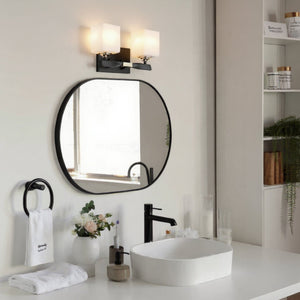Urban Ambiance - Bath Light - UKC20152 Cosmopolitan Indoor Bath Light, 7.75''H x 13.5''W x 6''Dep, Black Finish, Elyndor Collection - 