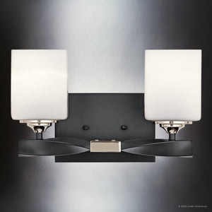Urban Ambiance - Bath Light - UKC20152 Cosmopolitan Indoor Bath Light, 7.75''H x 13.5''W x 6''Dep, Black Finish, Elyndor Collection - 