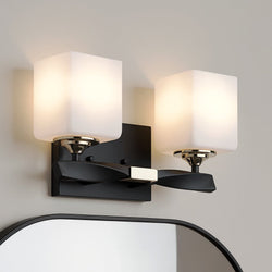 Urban Ambiance - Bath Light - UKC20152 Cosmopolitan Indoor Bath Light, 7.75''H x 13.5''W x 6''Dep, Black Finish, Elyndor Collection - 