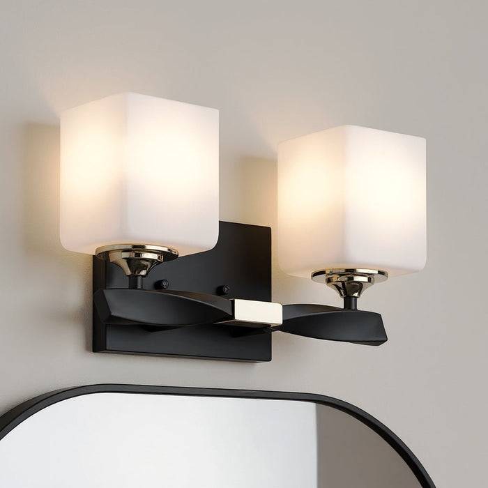 UKC20152 Cosmopolitan Indoor Bath Light, 7.75''H x 13.5''W x 6''Dep, Black Finish, Elyndor Collection