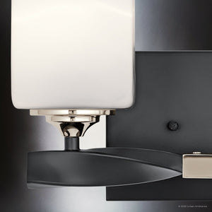 Urban Ambiance - Bath Light - UKC20152 Cosmopolitan Indoor Bath Light, 7.75''H x 13.5''W x 6''Dep, Black Finish, Elyndor Collection - 
