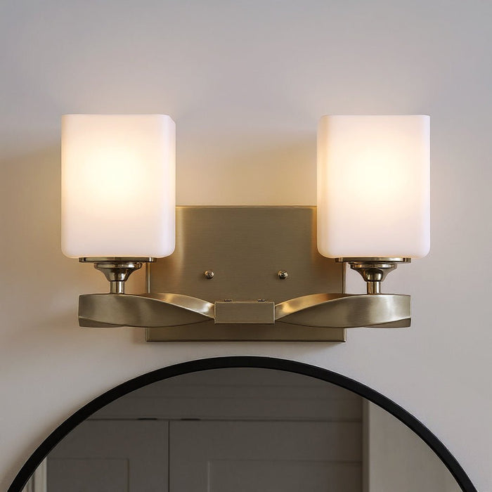 UKC20153 Cosmopolitan Indoor Bath Light, 7.75''H x 13.5''W x 6''Dep, Brushed Nickel Finish, Elyndor Collection