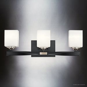 Urban Ambiance - Bath Light - UKC20154 Cosmopolitan Indoor Bath Light, 8''H x 22.75''W x 6''Dep, Black Finish, Elyndor Collection - 