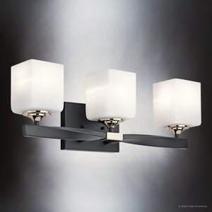 Urban Ambiance - Bath Light - UKC20154 Cosmopolitan Indoor Bath Light, 8''H x 22.75''W x 6''Dep, Black Finish, Elyndor Collection - 
