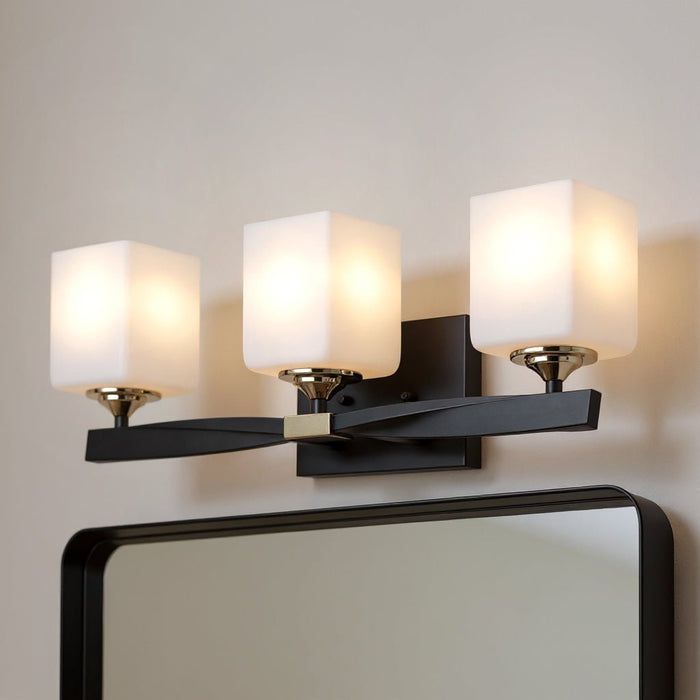 UKC20154 Cosmopolitan Indoor Bath Light, 8''H x 22.75''W x 6''Dep, Black Finish, Elyndor Collection