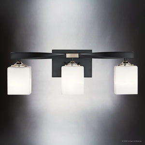 Urban Ambiance - Bath Light - UKC20154 Cosmopolitan Indoor Bath Light, 8''H x 22.75''W x 6''Dep, Black Finish, Elyndor Collection - 