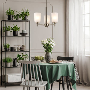 Urban Ambiance - Chandelier - UKC20160 New Traditional Indoor Chandelier, 15.25''H x 17.5''W x 17.5''Dep, Brushed Nickel Finish, Corvelle Collection - 