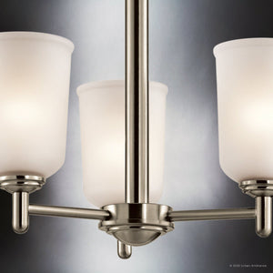 Urban Ambiance - Chandelier - UKC20160 New Traditional Indoor Chandelier, 15.25''H x 17.5''W x 17.5''Dep, Brushed Nickel Finish, Corvelle Collection - 