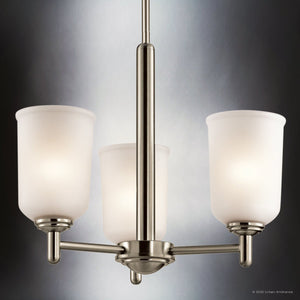 Urban Ambiance - Chandelier - UKC20160 New Traditional Indoor Chandelier, 15.25''H x 17.5''W x 17.5''Dep, Brushed Nickel Finish, Corvelle Collection - 