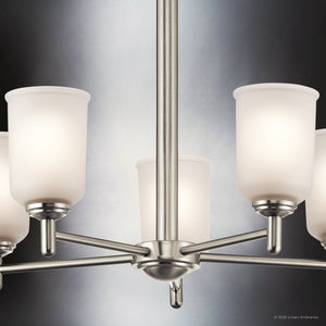 Urban Ambiance - Chandelier - UKC20162 New Traditional Indoor Chandelier, 15.25''H x 23.75''W x 23.75''Dep, Brushed Nickel Finish, Corvelle Collection - 