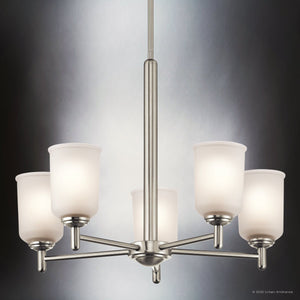 Urban Ambiance - Chandelier - UKC20162 New Traditional Indoor Chandelier, 15.25''H x 23.75''W x 23.75''Dep, Brushed Nickel Finish, Corvelle Collection - 