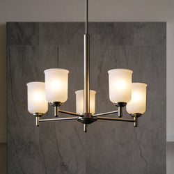 Urban Ambiance - Chandelier - UKC20162 New Traditional Indoor Chandelier, 15.25''H x 23.75''W x 23.75''Dep, Brushed Nickel Finish, Corvelle Collection - 