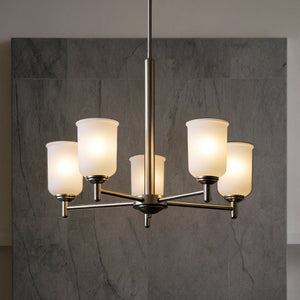 Urban Ambiance - Chandelier - UKC20162 New Traditional Indoor Chandelier, 15.25''H x 23.75''W x 23.75''Dep, Brushed Nickel Finish, Corvelle Collection - 