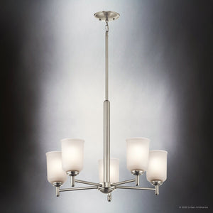 Urban Ambiance - Chandelier - UKC20162 New Traditional Indoor Chandelier, 15.25''H x 23.75''W x 23.75''Dep, Brushed Nickel Finish, Corvelle Collection - 