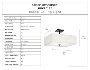 Urban Ambiance - Ceiling Light - UKC20182 New Traditional Indoor Ceiling Light, 11.25''H x 18''W x 18''Dep, Black Finish, Corvelle Collection - 