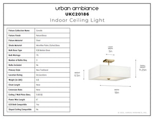 Urban Ambiance - Ceiling Light - UKC20186 New Traditional Indoor Ceiling Light, 11.25''H x 18''W x 18''Dep, Natural Brass Finish, Corvelle Collection - 