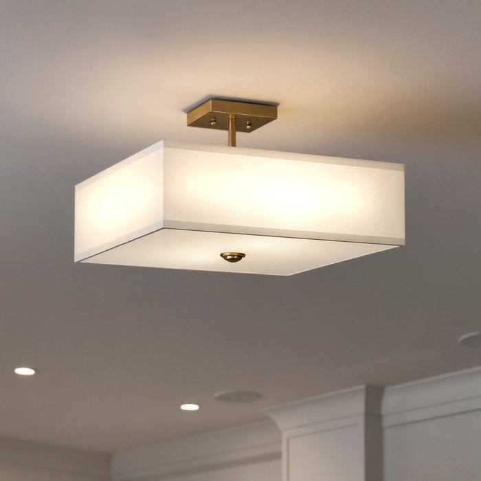 UKC20186 New Traditional Indoor Ceiling Light, 11.25''H x 18''W x 18''Dep, Natural Brass Finish, Corvelle Collection